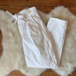 Eunina Tobi Solid White Casual Paperbag Super High Rise Mom Jeans